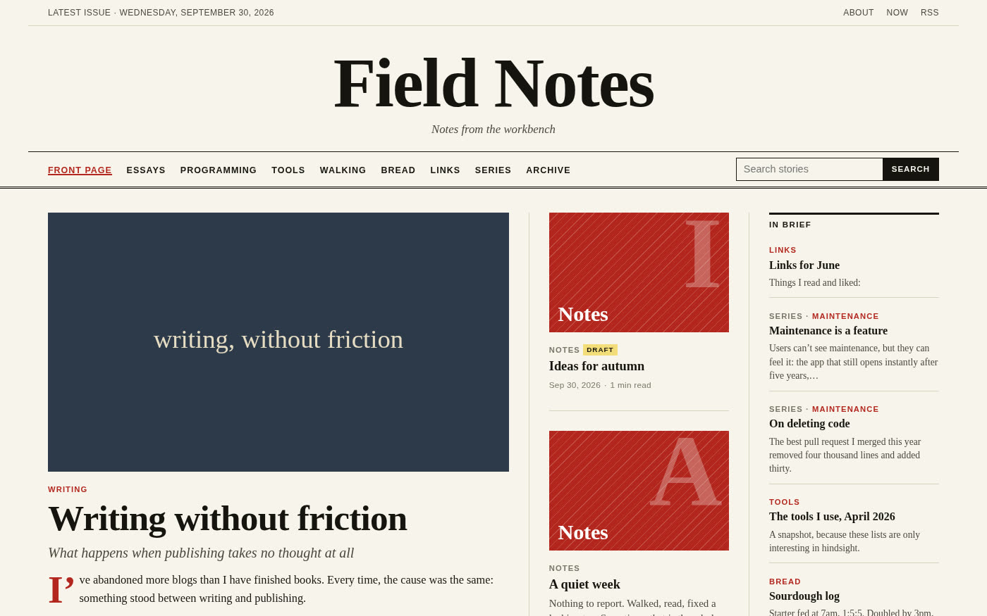 The same blog rendered by the Magazine theme