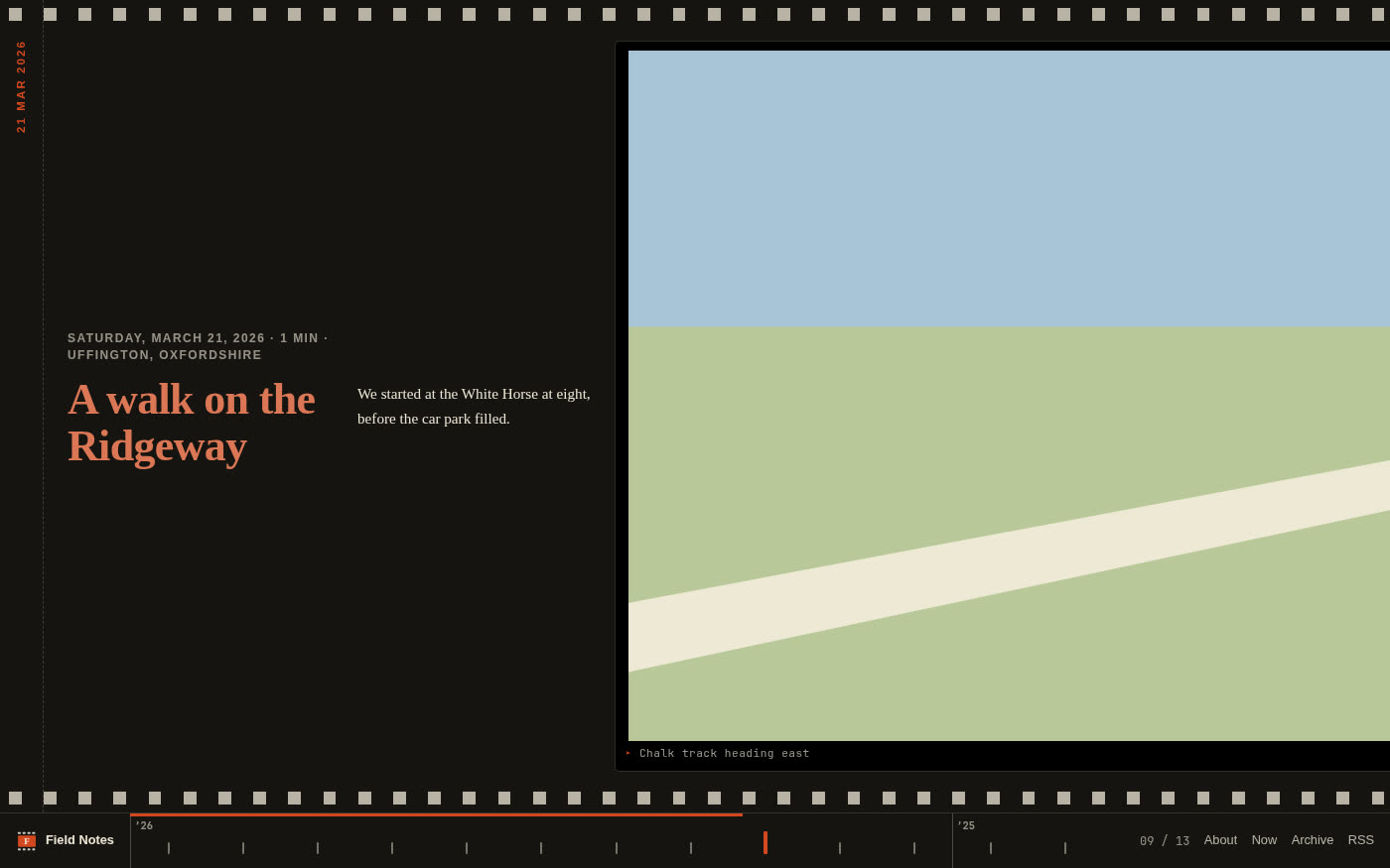 The same blog rendered by the Film strip theme